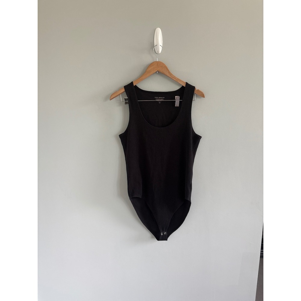 Good‎ American Black Ribbed Crew Neck Bodysuit 2XL (Sixe 5)